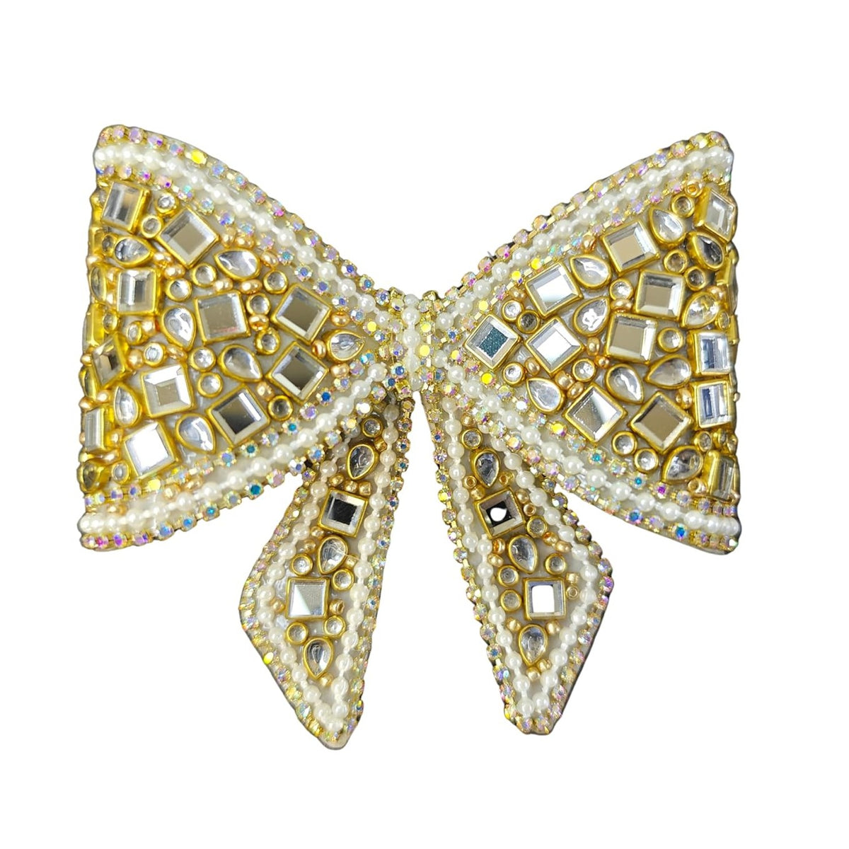 Kundan Look Crystal Bow Hair Clip for Women