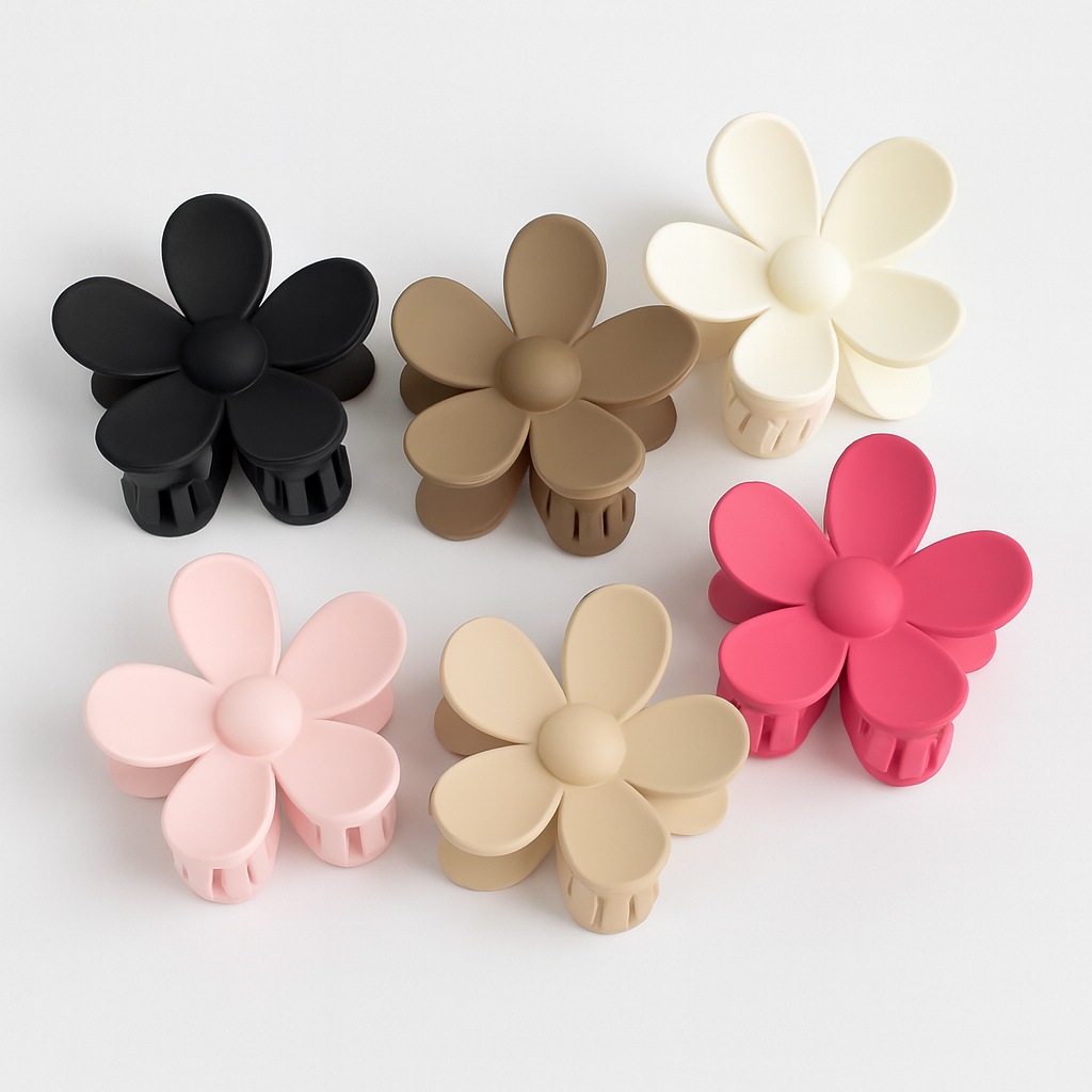 Set of 6 Matte Daisy Flower Hair Claw Clips-D18