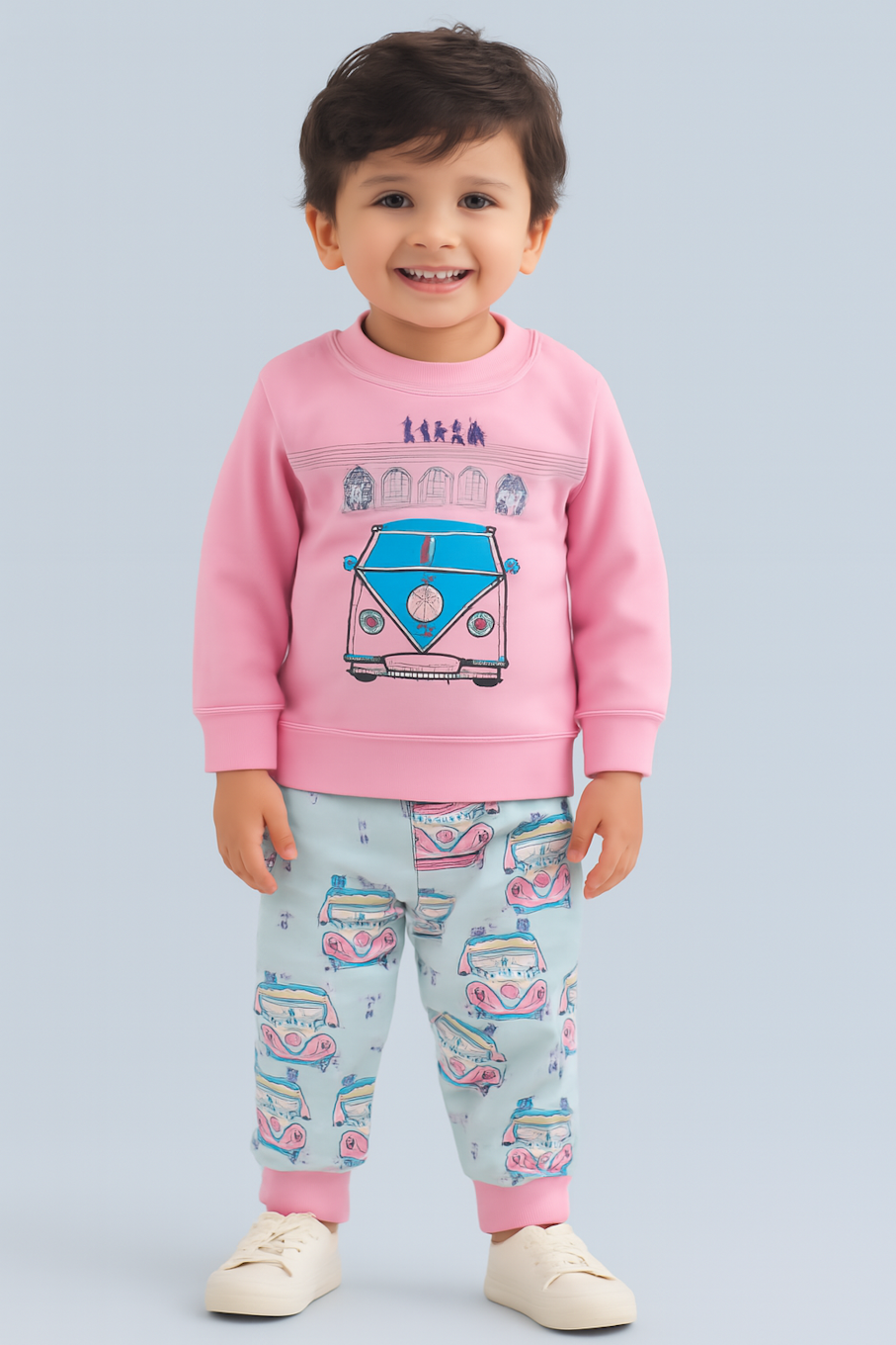 Full sleeve t-shirt and pajama set for boys-Light Pink (Size-12-18