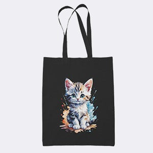 Adorable Watercolor Kitten Canvas Tote Bag
