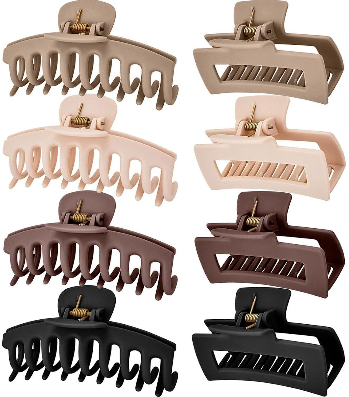 Korean Fashion Matte Hair Claw Clips Pack of 8-D03