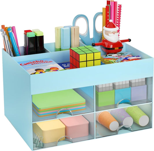 Desk Organizer with Drawers Blue