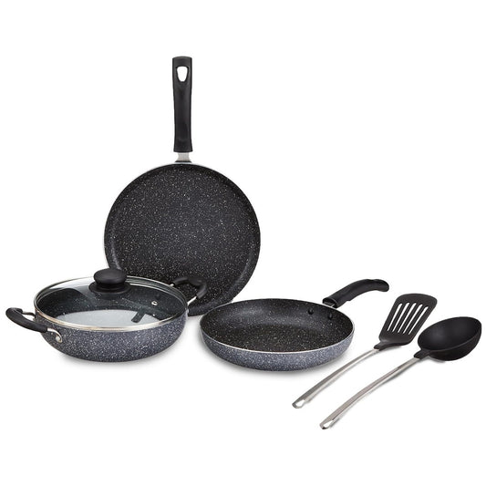 6 Pcs Granite Non-Stick Cookware Set with Spatulas