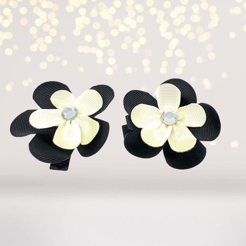 Girls Small Double Layered Flower Hair Clips