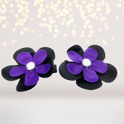 Girls Small Double Layered Flower Hair Clips