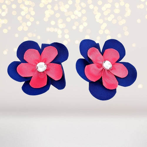 Girls Small Double Layered Flower Hair Clips