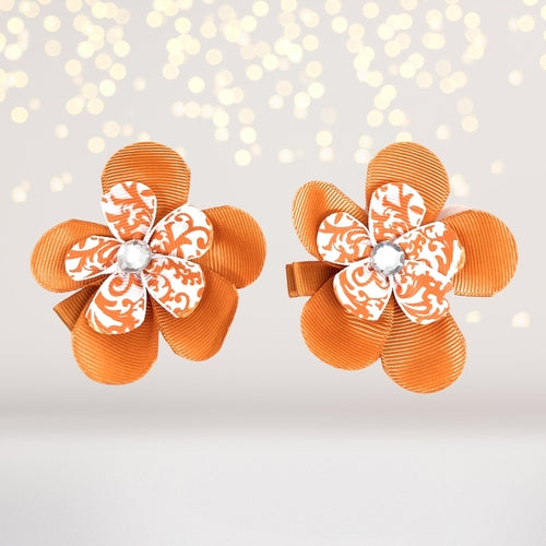 Girls Small Double Layered Flower Hair Clips
