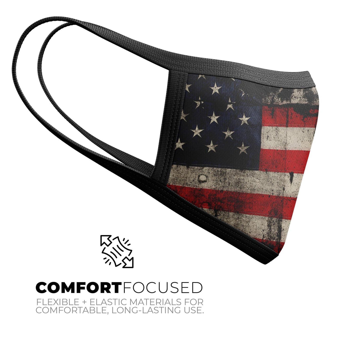 American Distressed Flag Panel - Made in USA Mouth Cover Unisex