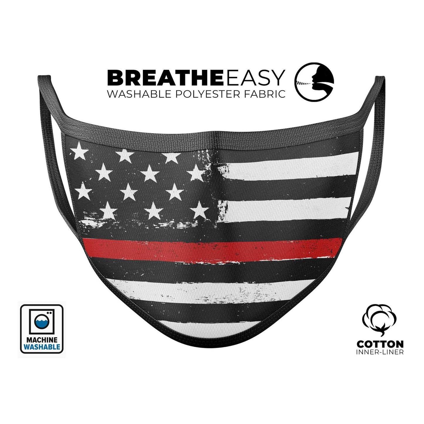 Grunge Patriotic American Flag with Thin Red Line V2 - Made in USA