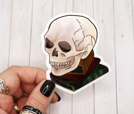 Skull on Books Sticker