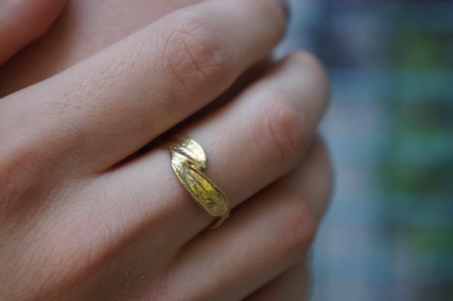 Double Olive Leaf Ring, Handmade Minimalist Jewelry, Organic Tree