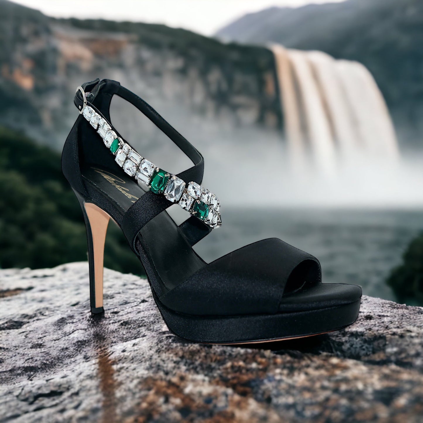 Michaela V Athena Black Crystal Pumps