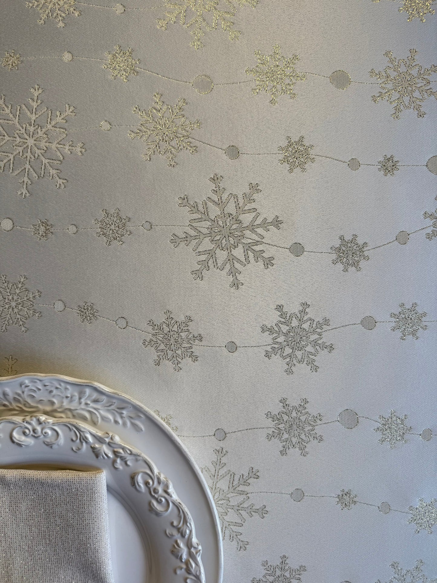 Rectangular Tablecloth, Festive Motive, Christmas Motive | Golden