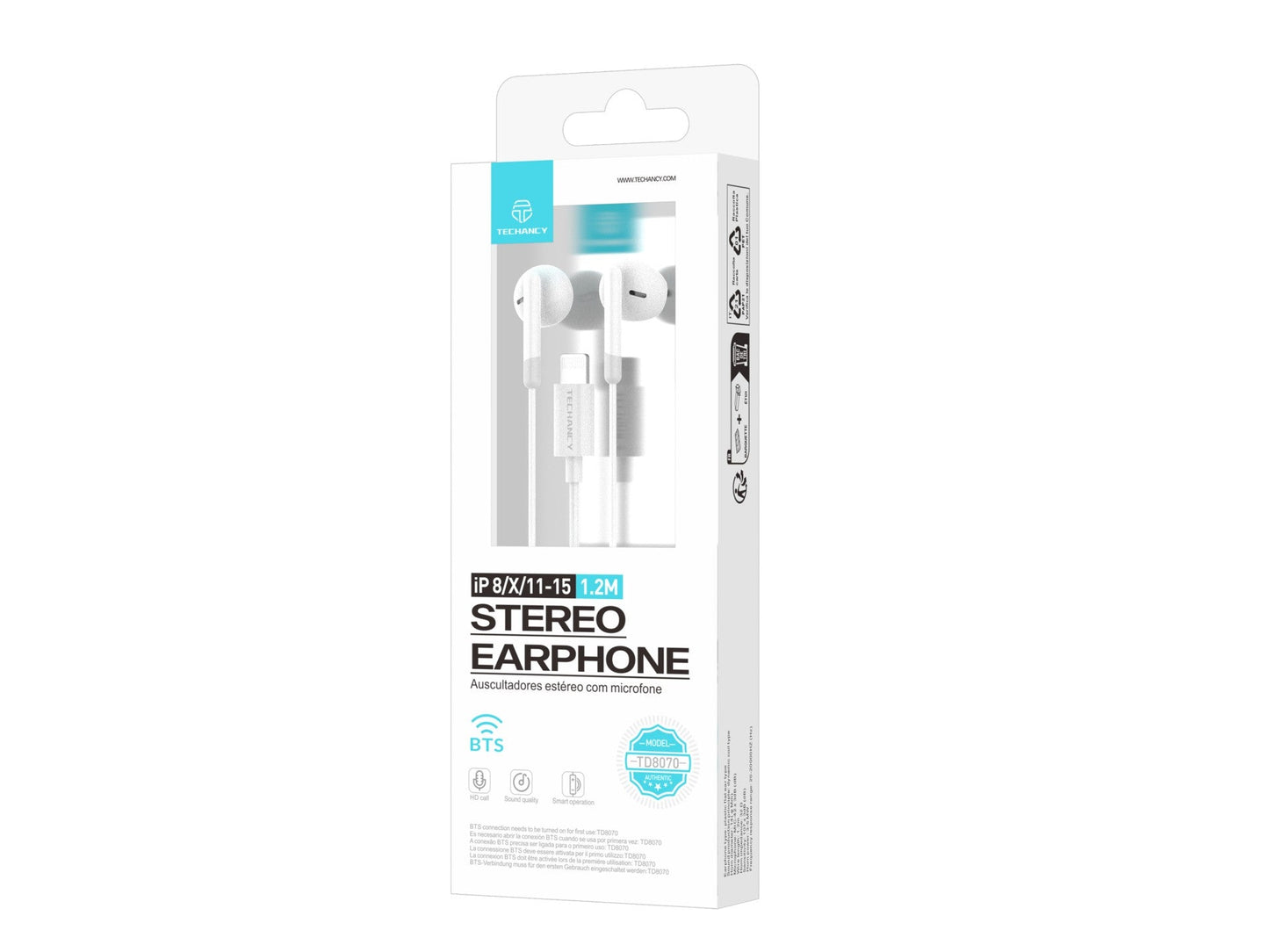 Techancy Auscultadores Estéreo Para Música TD8070 Branco, Função De