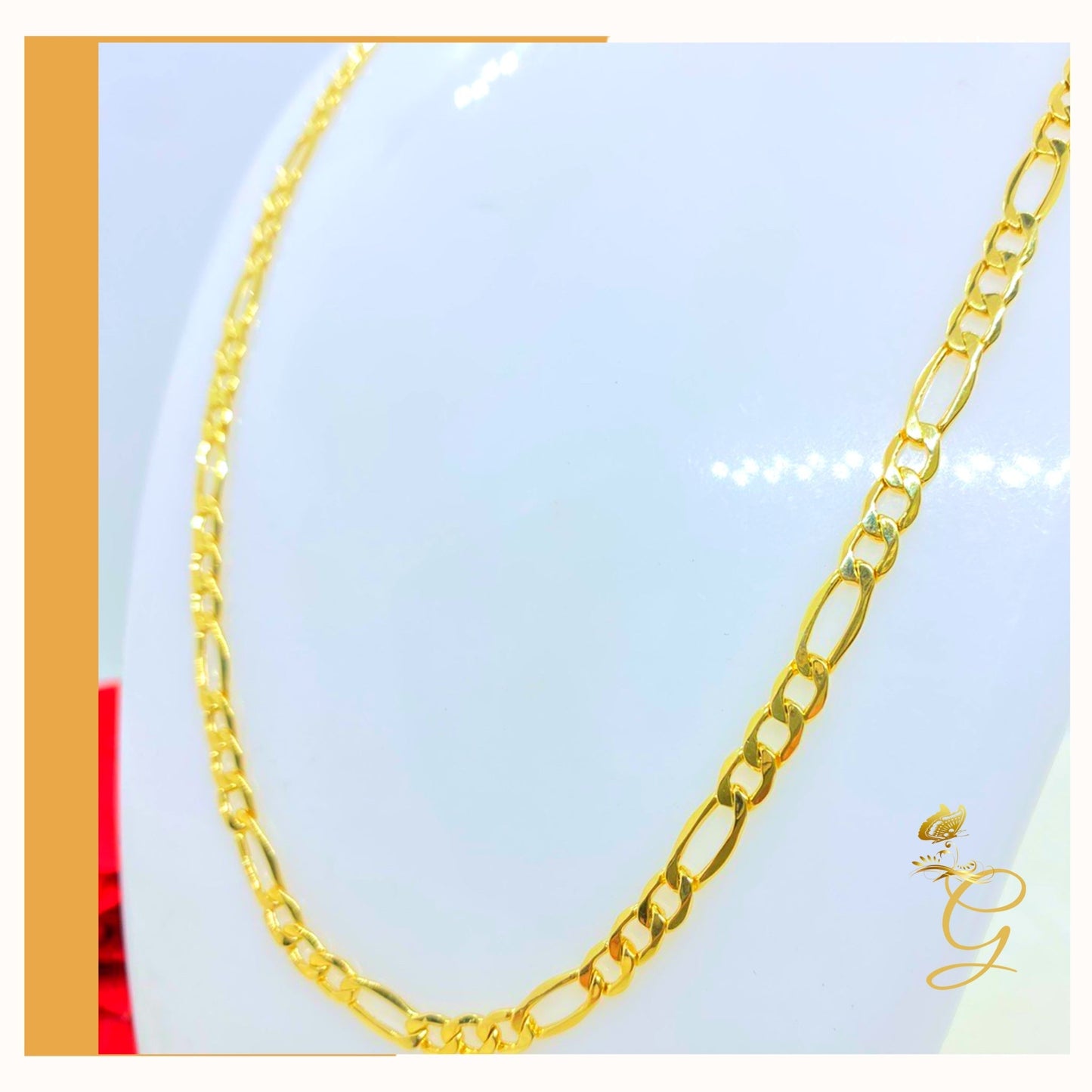 10K Gold Chain - Mens Solid Figaro Chain 24” 4.98MM Width