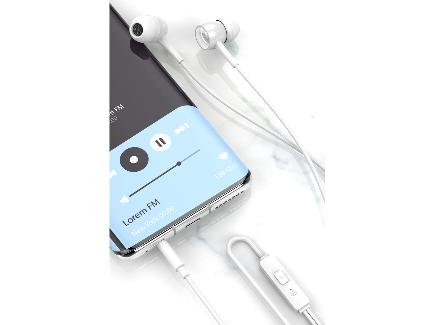 Techancy Auscultadores Intra-Auriculares Com Fios Brancos 1,2 M