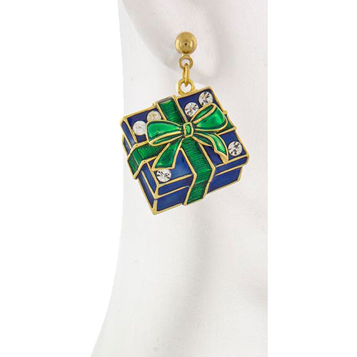 Christmas Jewelry Holiday Crystal Rhinestone Gift Box Earrings E1143