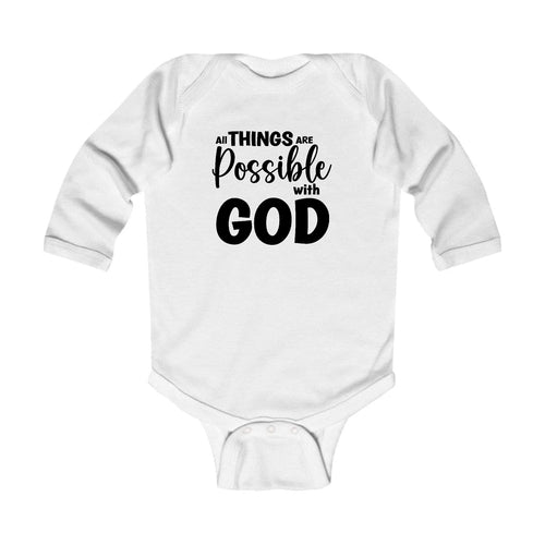 Infant Long Sleeve Graphic T-shirt All Things are Possible with God -
