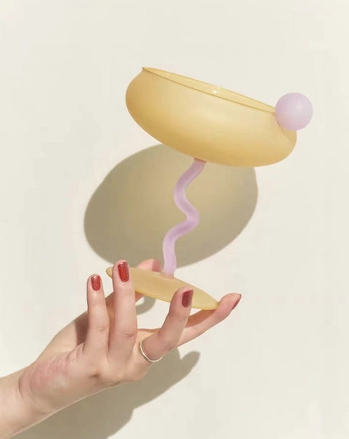 Jelly Bean Wine Glass Set - Whimsical Eclectic Dopamine Cocktail Coupe