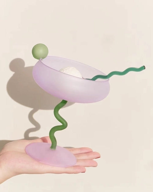 Jelly Bean Wine Glass Set - Whimsical Eclectic Dopamine Cocktail Coupe