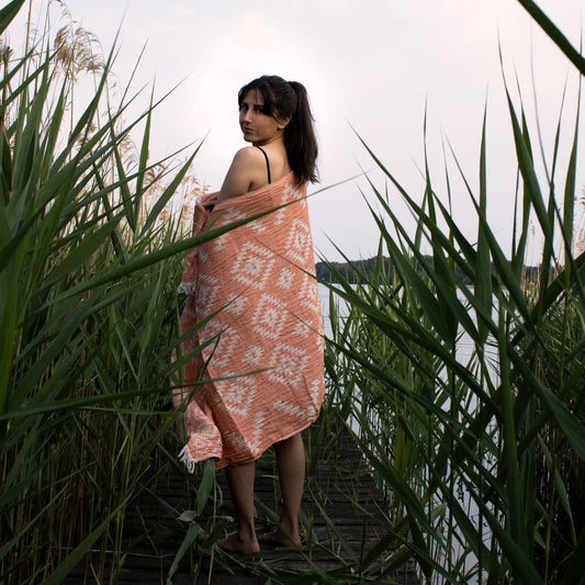 KILIM ORANGE Handgewebtes Hamamtuch