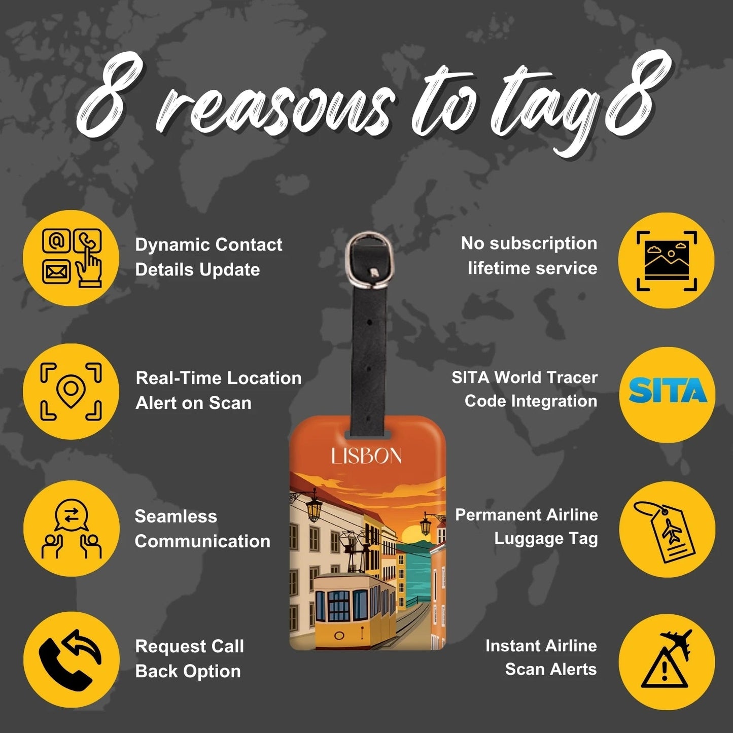 Smart Bag Security Tag - Chicago [Pack 2]