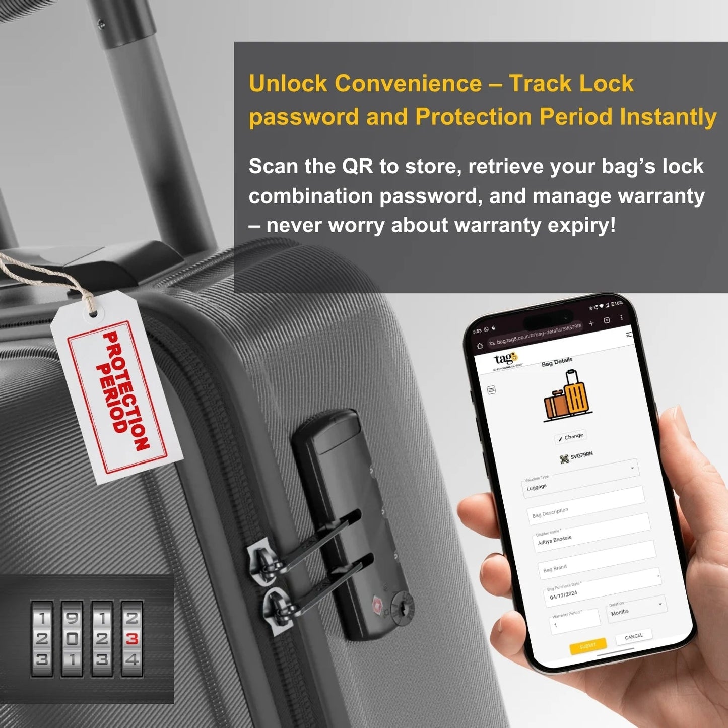 Smart Bag Security Tag - Chicago [Pack 2]