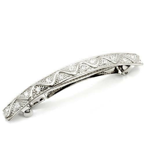 LO1425 - Rhodium White Metal Tiaras & Hair Clip with Top Grade Crystal