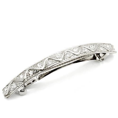 LO1425 - Rhodium White Metal Tiaras & Hair Clip with Top Grade Crystal