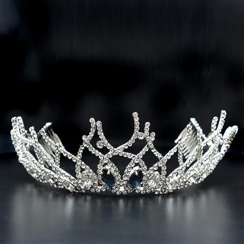 LO2106 - Imitation Rhodium Brass Tiaras & Hair Clip with Top Grade