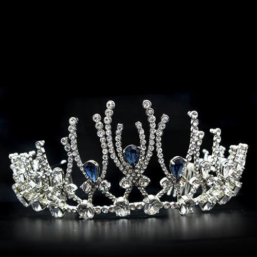 LO2107 - Imitation Rhodium Brass Tiaras & Hair Clip with Top Grade