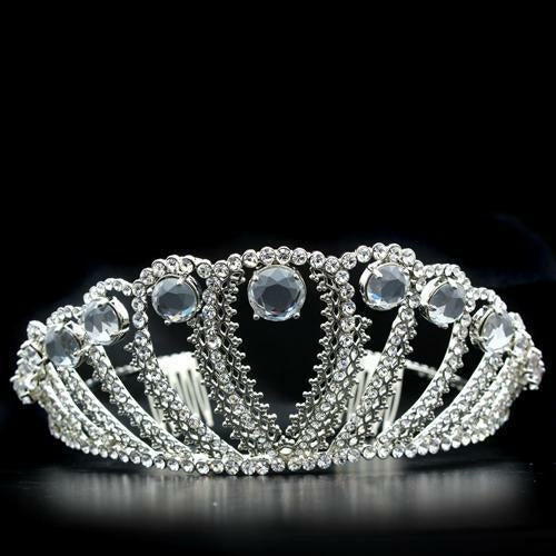 LO2108 - Imitation Rhodium Brass Tiaras & Hair Clip with Top Grade