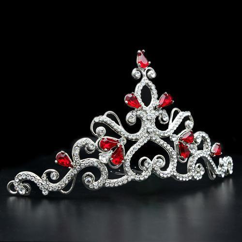 LO2109 - Imitation Rhodium Brass Tiaras & Hair Clip with Top Grade