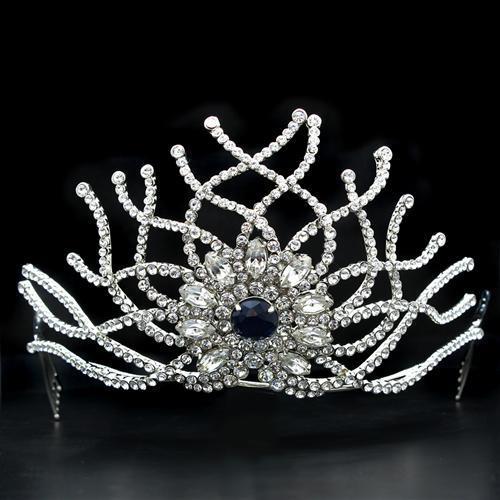 LO2111 - Imitation Rhodium Brass Tiaras & Hair Clip with Top Grade