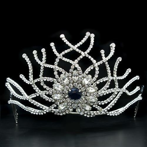 LO2111 - Imitation Rhodium Brass Tiaras & Hair Clip with Top Grade