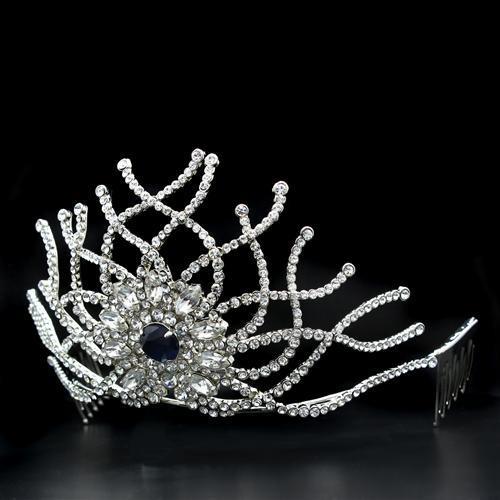 LO2111 - Imitation Rhodium Brass Tiaras & Hair Clip with Top Grade