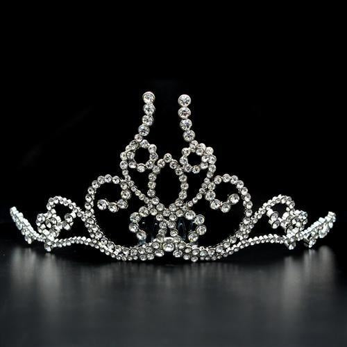 LO2112 - Imitation Rhodium Brass Tiaras & Hair Clip with Top Grade
