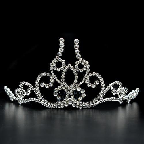 LO2112 - Imitation Rhodium Brass Tiaras & Hair Clip with Top Grade