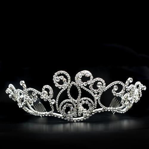 LO2113 - Imitation Rhodium Brass Tiaras & Hair Clip with Top Grade