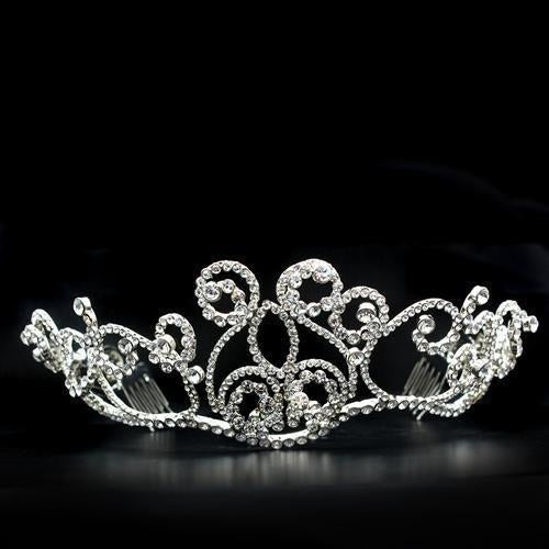 LO2113 - Imitation Rhodium Brass Tiaras & Hair Clip with Top Grade