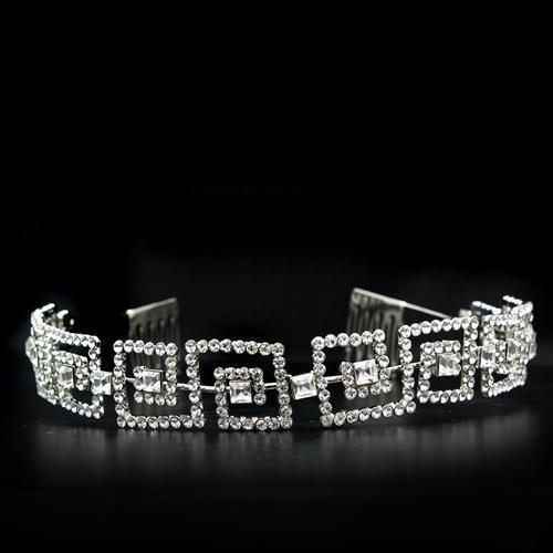 LO2116 - Imitation Rhodium Brass Tiaras & Hair Clip with Top Grade