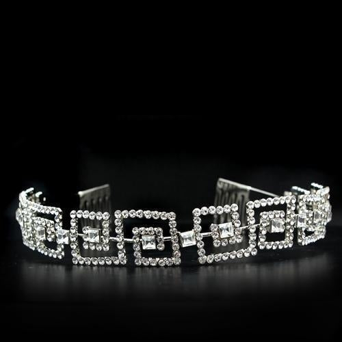 LO2116 - Imitation Rhodium Brass Tiaras & Hair Clip with Top Grade