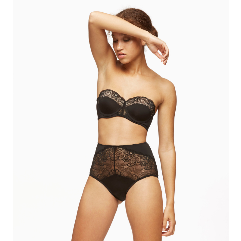Longline Strapless Padded Lace Bra Escape Black | Blush Lingerie