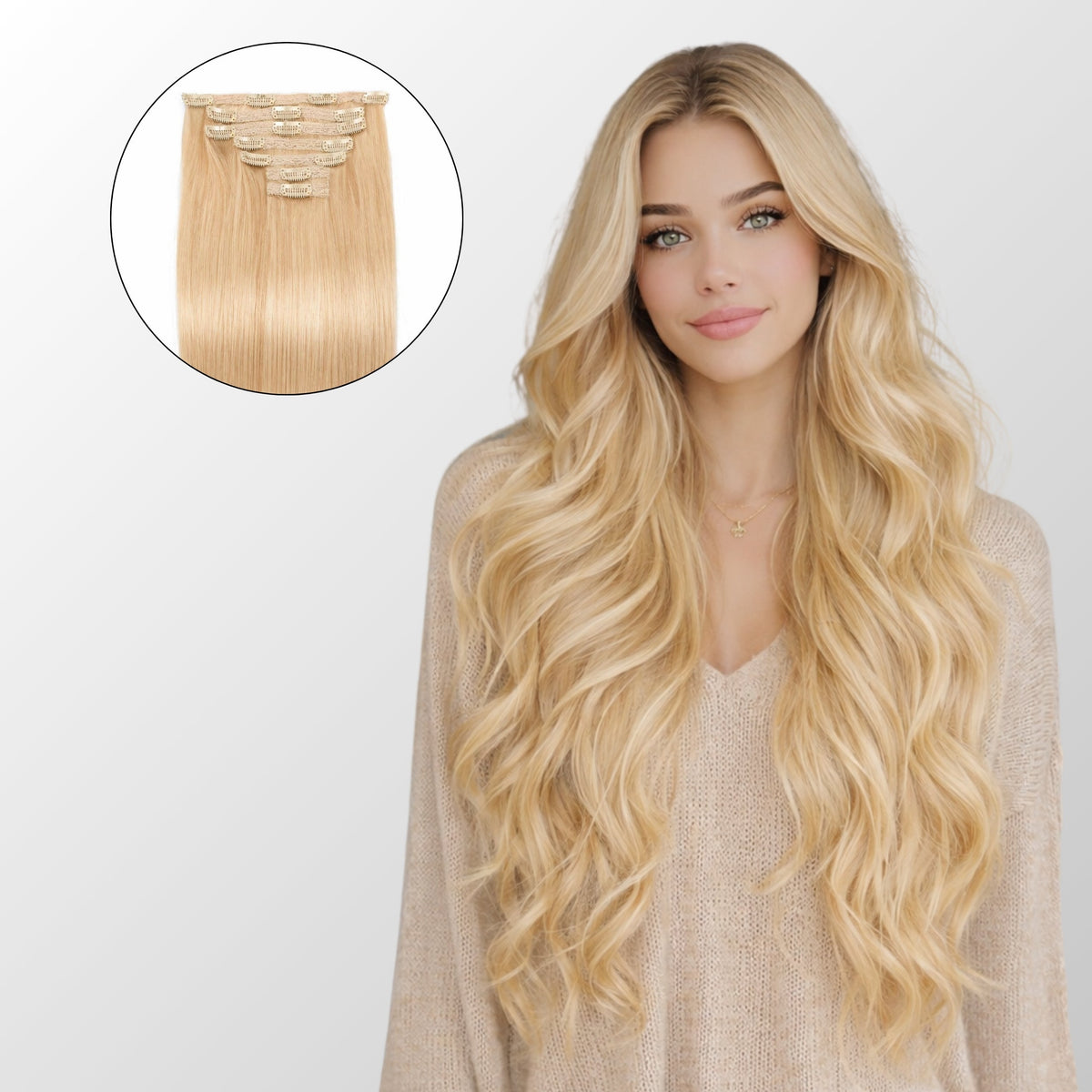 Bleach Blonde (613) Classic Clip-In Hair Extensions (120g-140g)