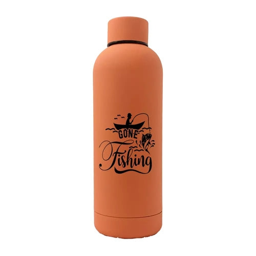 Gone Fishing 17oz Stainless Rubberized Water Bottle