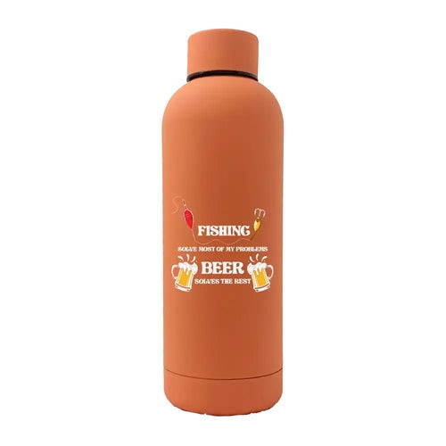 Fishing Solves All My Problem 17oz Stainless Rubberized Water Bottle