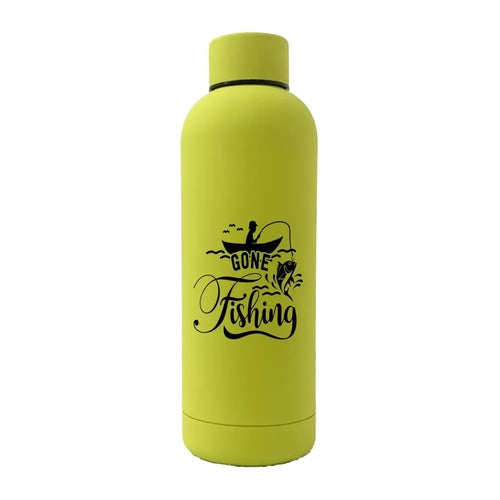 Gone Fishing 17oz Stainless Rubberized Water Bottle