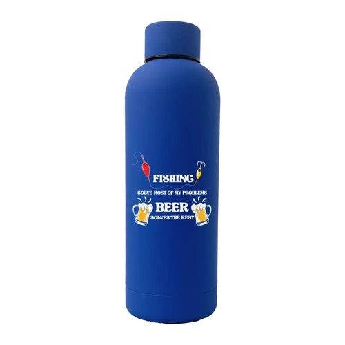 Fishing Solves All My Problem 17oz Stainless Rubberized Water Bottle