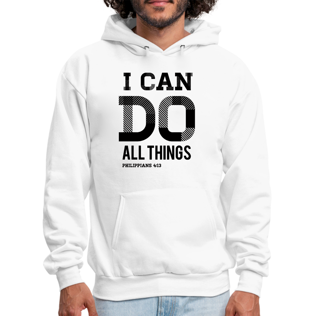 Mens Graphic Hoodie i can do All Things Philippians 4:13 Black
