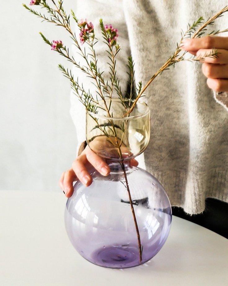 Modern Handblown Glass Vase - Contemporary Decorative Art Glass Vase